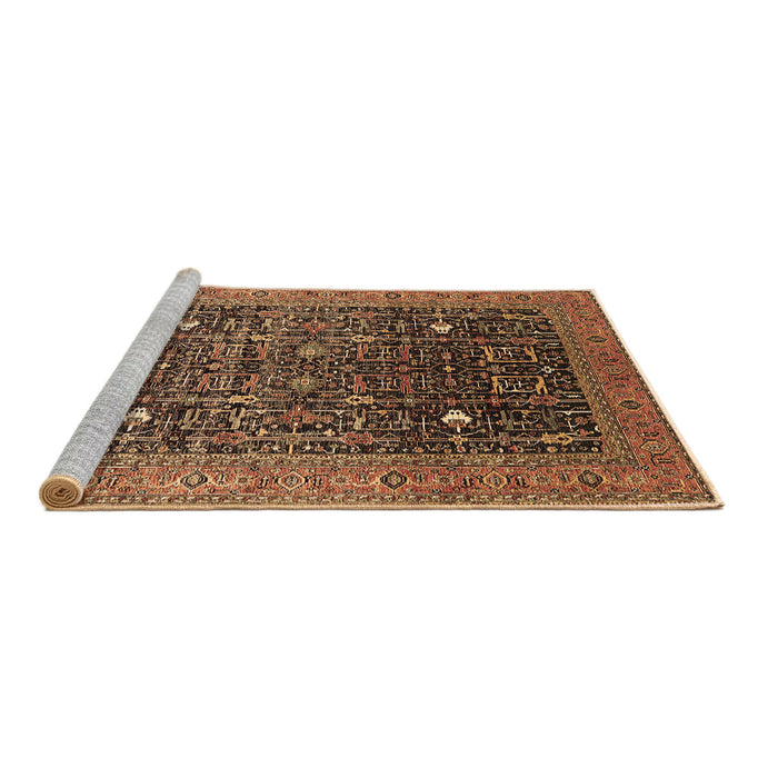 Sideview of Machine Washable Oriental Brown Industrial Rug, wshurb2337brn