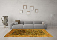 Machine Washable Oriental Yellow Industrial Rug, wshurb2337yw