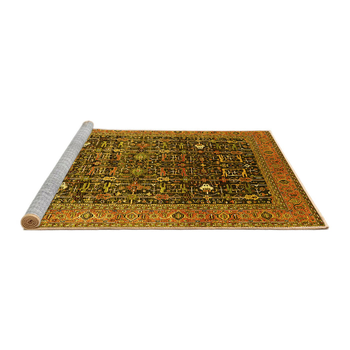 Sideview of Machine Washable Oriental Yellow Industrial Rug, wshurb2337yw