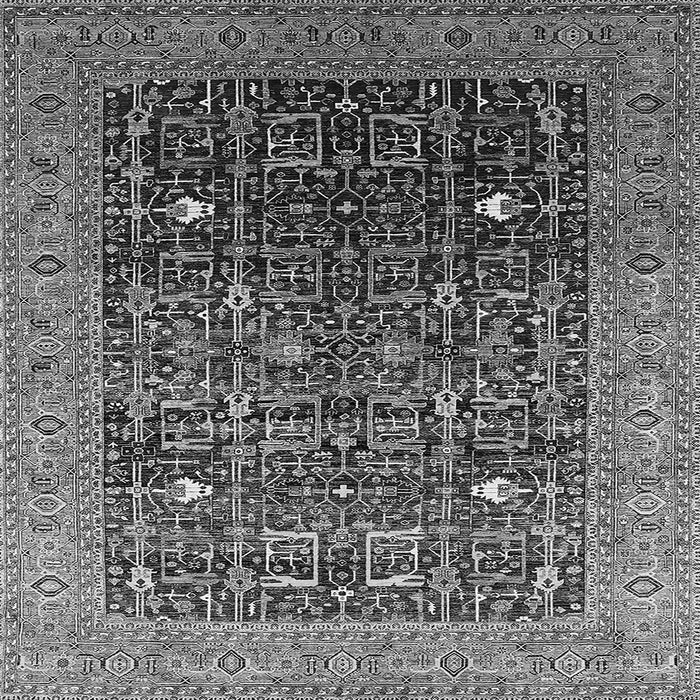 Square Machine Washable Oriental Gray Industrial Rug, wshurb2337gry