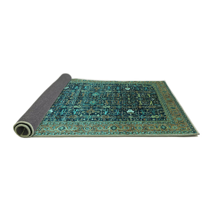 Sideview of Oriental Turquoise Industrial Rug, urb2337turq