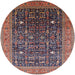 Round Machine Washable Industrial Modern Camel Brown Rug, wshurb2337