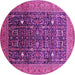 Round Oriental Pink Industrial Rug, urb2337pnk