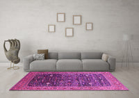 Machine Washable Oriental Pink Industrial Rug, wshurb2337pnk