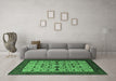 Machine Washable Oriental Emerald Green Traditional Area Rugs in a Living Room,, wshurb2338emgrn