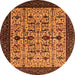 Round Oriental Orange Traditional Rug, urb2338org