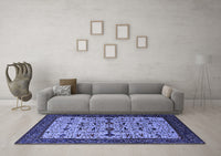 Machine Washable Oriental Blue Traditional Rug, wshurb2338blu