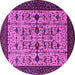 Round Machine Washable Oriental Pink Traditional Rug, wshurb2338pnk