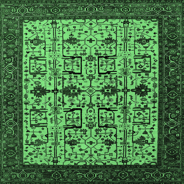 Square Oriental Emerald Green Traditional Rug, urb2338emgrn