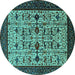 Round Oriental Turquoise Traditional Rug, urb2338turq