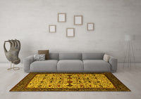 Machine Washable Oriental Yellow Traditional Rug, wshurb2338yw