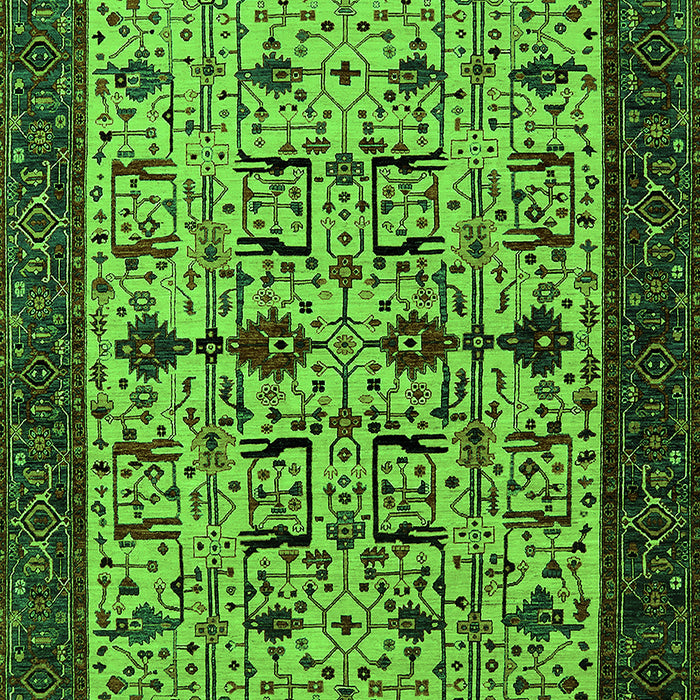 Machine Washable Oriental Green Traditional Area Rugs, wshurb2338grn