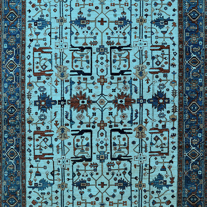 Machine Washable Oriental Light Blue Traditional Rug, wshurb2338lblu