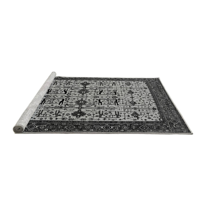 Sideview of Machine Washable Oriental Gray Traditional Rug, wshurb2338gry