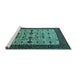 Sideview of Machine Washable Oriental Turquoise Traditional Area Rugs, wshurb2338turq