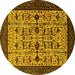 Round Oriental Yellow Traditional Rug, urb2338yw