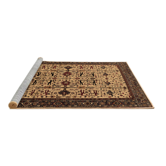 Sideview of Machine Washable Oriental Brown Traditional Rug, wshurb2338brn
