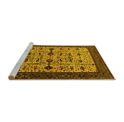 Sideview of Machine Washable Oriental Yellow Traditional Rug, wshurb2338yw