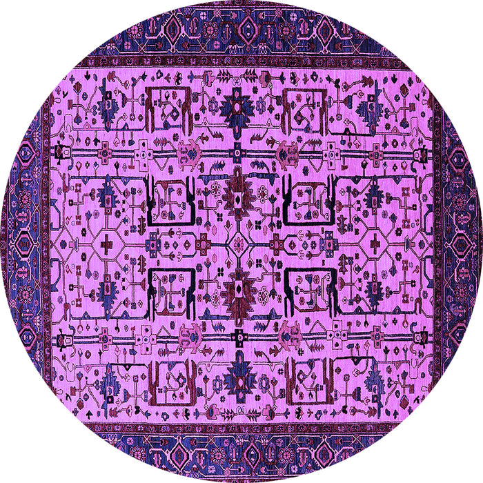Round Oriental Purple Traditional Rug, urb2338pur