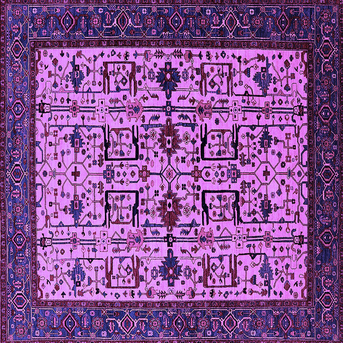 Square Machine Washable Oriental Purple Traditional Area Rugs, wshurb2338pur