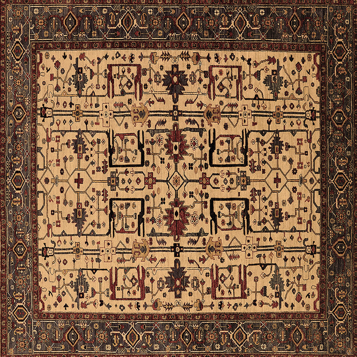 Square Machine Washable Oriental Brown Traditional Rug, wshurb2338brn