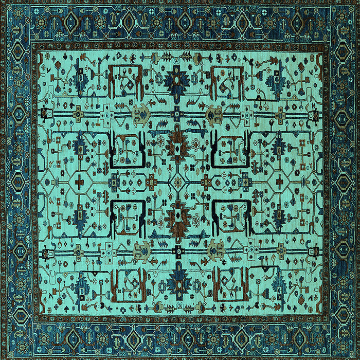 Square Oriental Turquoise Traditional Rug, urb2338turq
