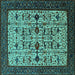 Square Oriental Turquoise Traditional Rug, urb2338turq