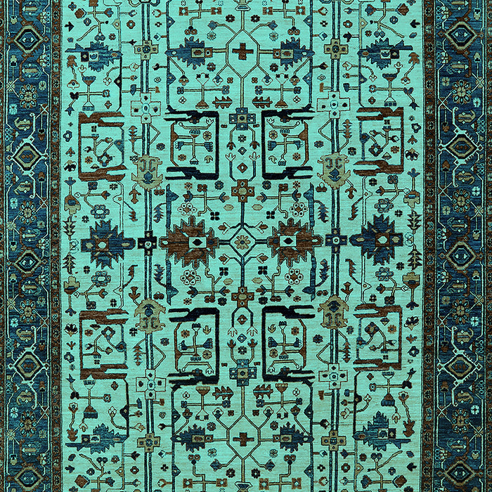 Machine Washable Oriental Turquoise Traditional Area Rugs, wshurb2338turq