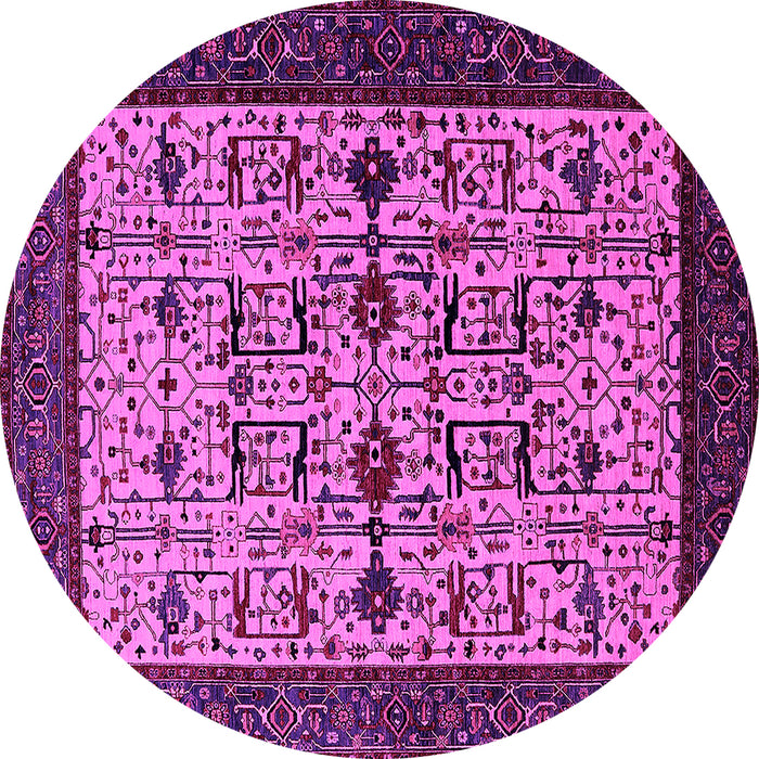 Round Oriental Pink Traditional Rug, urb2338pnk