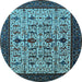 Round Oriental Light Blue Traditional Rug, urb2338lblu