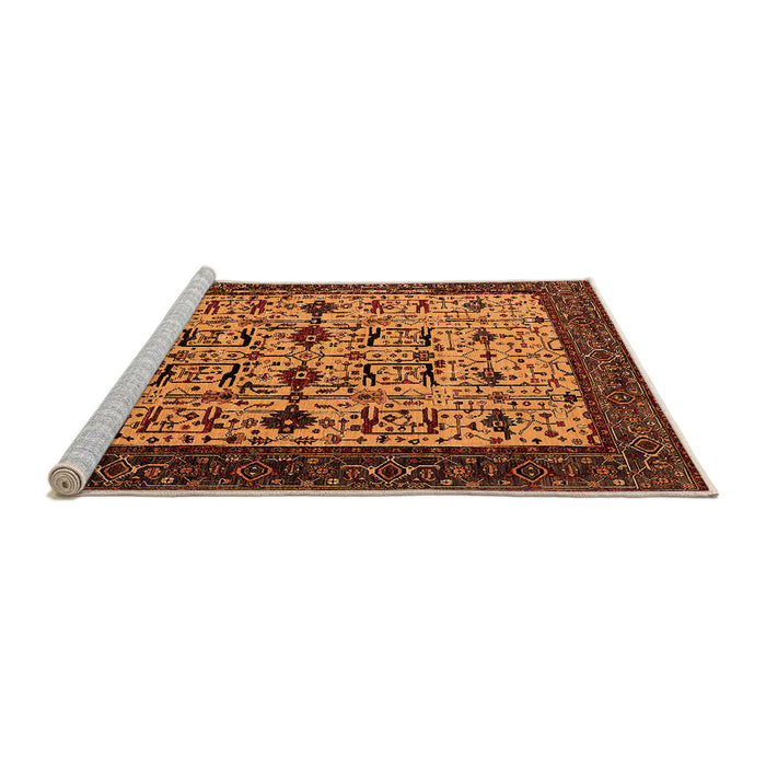 Sideview of Machine Washable Oriental Orange Traditional Area Rugs, wshurb2338org