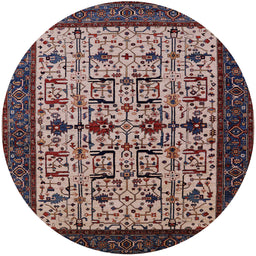 Round Mid-Century Modern Purple Lily Purple Oriental Rug, urb2338