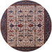 Round Mid-Century Modern Purple Lily Purple Oriental Rug, urb2338