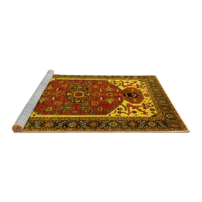 Sideview of Machine Washable Persian Yellow Traditional Rug, wshurb2339yw