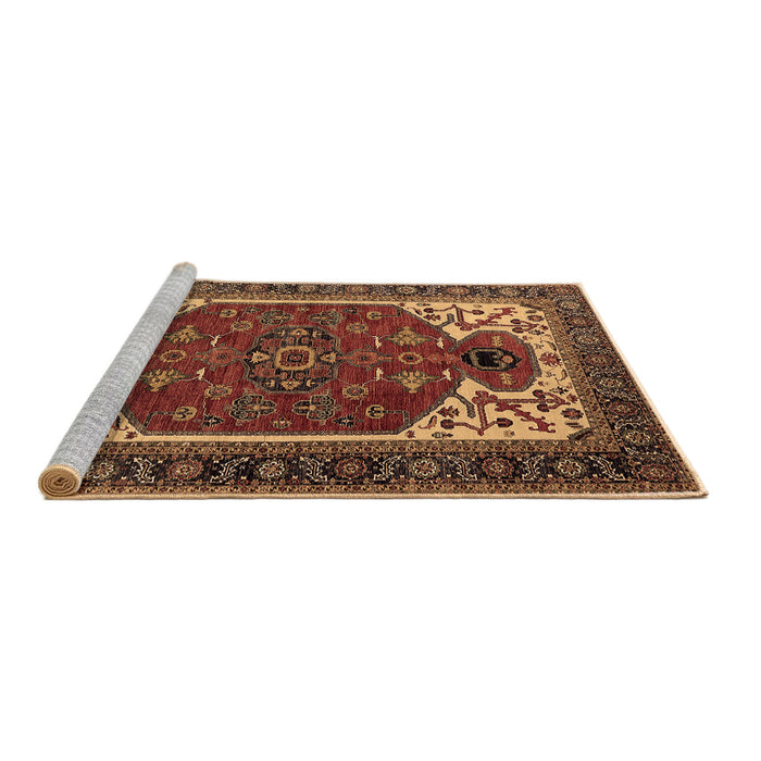 Sideview of Machine Washable Persian Brown Traditional Rug, wshurb2339brn
