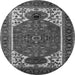 Round Machine Washable Persian Gray Traditional Rug, wshurb2339gry