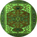 Round Machine Washable Persian Green Traditional Area Rugs, wshurb2339grn