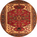 Round Persian Orange Traditional Rug, urb2339org