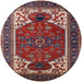 Round Mid-Century Modern Pink Persian Rug, urb2339