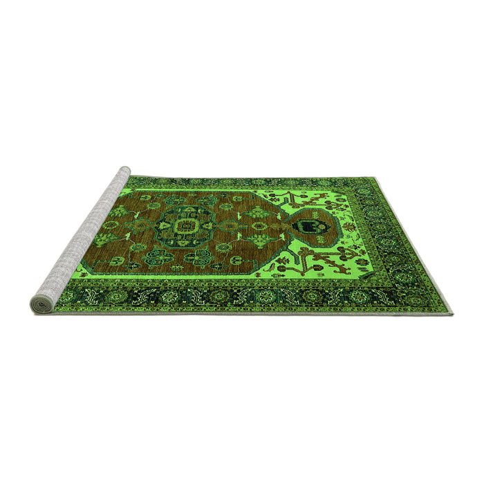 Sideview of Machine Washable Persian Green Traditional Area Rugs, wshurb2339grn
