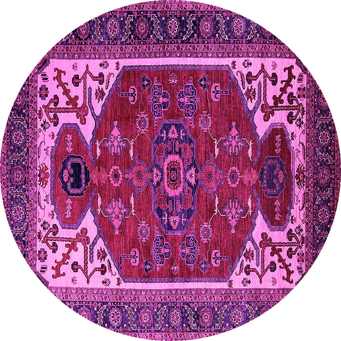 Round Machine Washable Persian Pink Traditional Rug, wshurb2339pnk