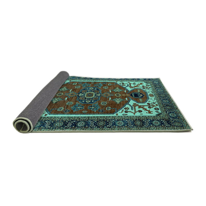 Sideview of Persian Turquoise Traditional Rug, urb2339turq