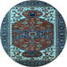 Round Machine Washable Persian Light Blue Traditional Rug, wshurb2339lblu