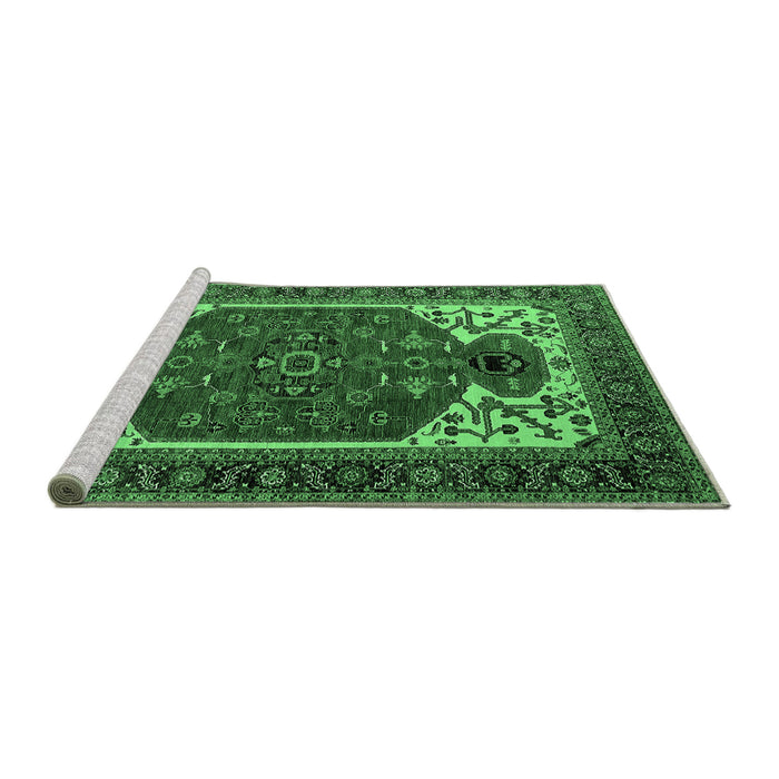 Sideview of Machine Washable Persian Emerald Green Traditional Area Rugs, wshurb2339emgrn