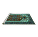 Sideview of Machine Washable Persian Turquoise Traditional Area Rugs, wshurb2339turq