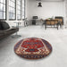 Round Machine Washable Industrial Modern Rosy Pink Rug in a Office, wshurb2339