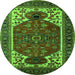 Round Persian Green Traditional Rug, urb2339grn