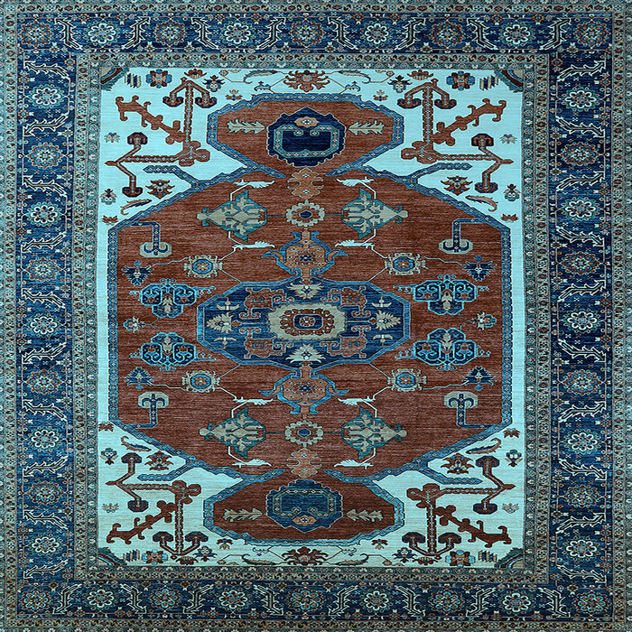 Square Machine Washable Persian Light Blue Traditional Rug, wshurb2339lblu