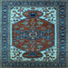 Square Machine Washable Persian Light Blue Traditional Rug, wshurb2339lblu