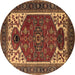 Round Persian Brown Traditional Rug, urb2339brn